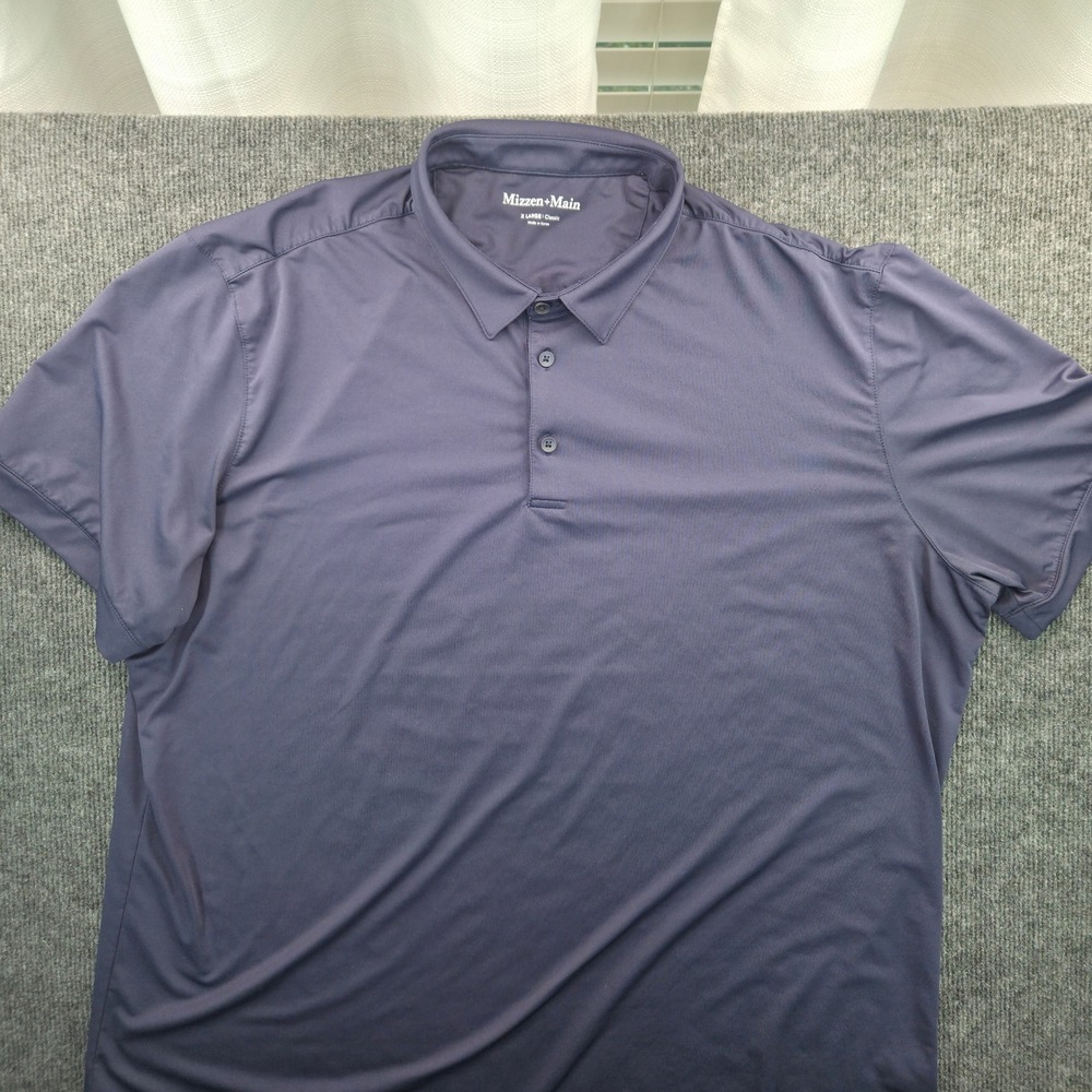 Mizzen+Main Mens XL Classic Fit Performance Polo Shirt Navy Blue Short Sleeve